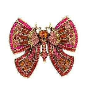 Butterfly Brooch Pin With Pink & Orange Rhinestones